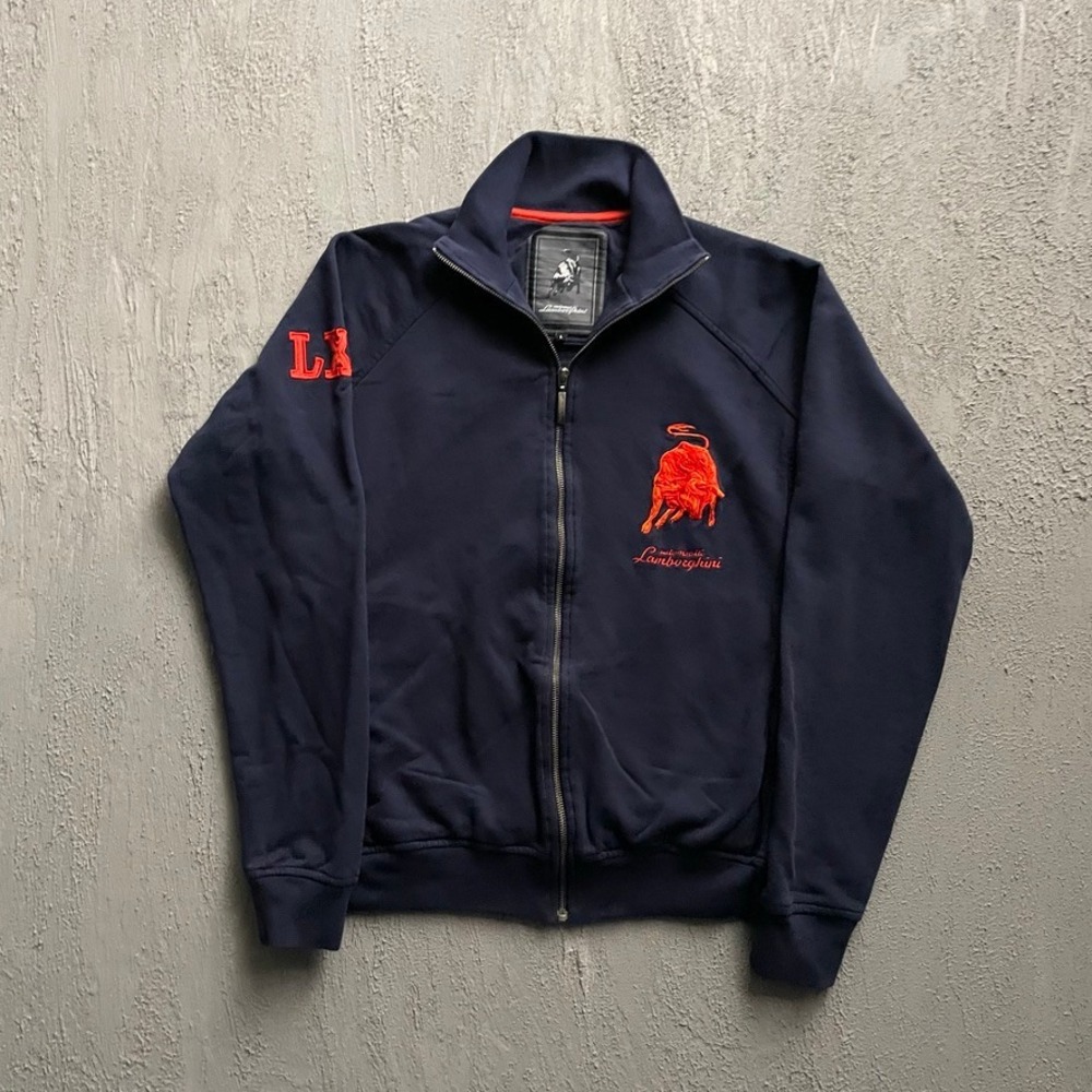 Lamborghini Logo Zip Up Track Jacket Mens Large Navy Blue